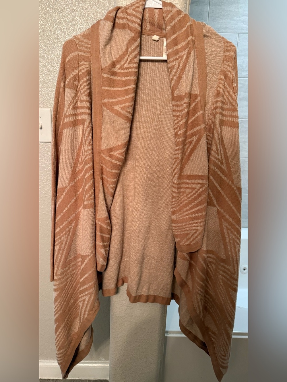 Anthropologie | Moth brand Open Front Draped Poncho Cardigan in Tan and Cream